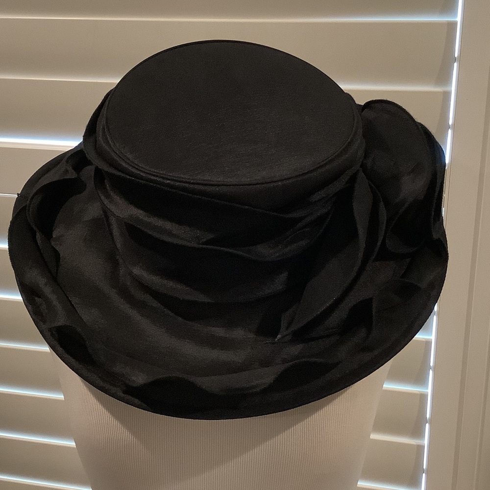 Elegant Black Women's Dress Hat - Structured Satin Brim